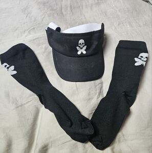Black Visor and Socks Set with White Logo